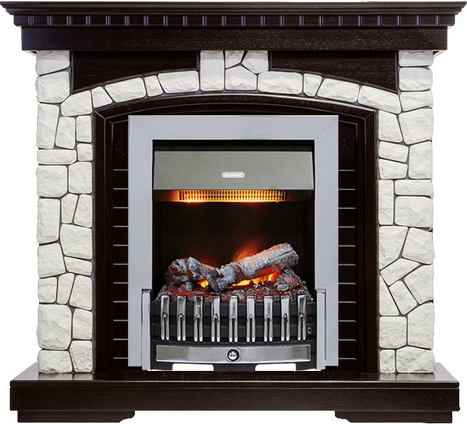 Фото Каминокомплект Glasgow - Венге / Белый с очагом Danville Chrome FB2 Каминокомплекты из камня DIMPLEX heatsystems.ru