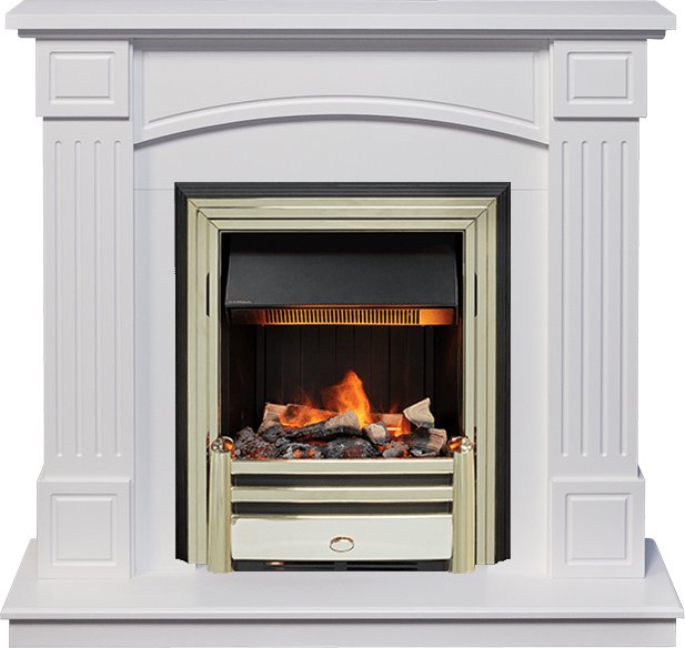 Фото Каминокомплект Boston - Белый (Высота 925см) с очагом Cavendish Линейные очаги ROYAL FLAME heatsystems.ru