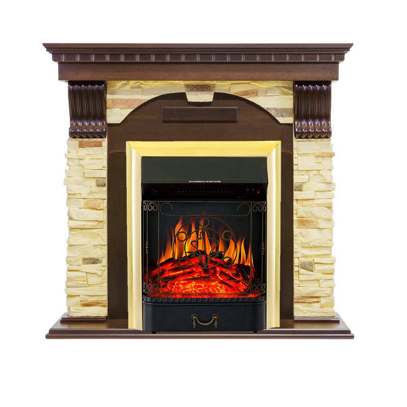 Фото Каминокомплект Dublin угловой - Темный дуб / Сланец с очагом Majestic FX Brass Угловые каминокомплекты ROYAL FLAME heatsystems.ru