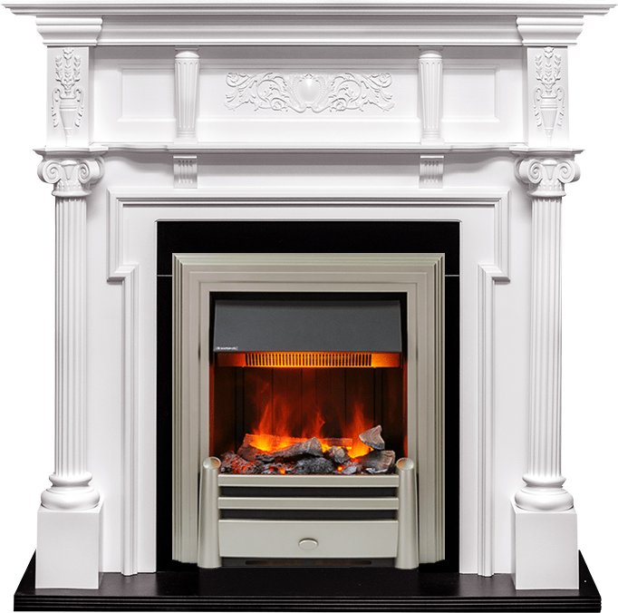 Фото Каминокомплект Oxford - Белый с очагом Chesford Линейные очаги ROYAL FLAME heatsystems.ru