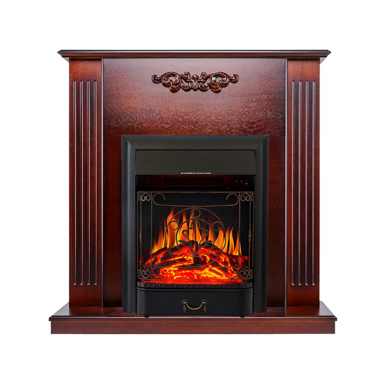 ФОТО Каминокомплект Lumsden - Махагон коричневый антик с очагом Majestic FX Black heatsystems.ru