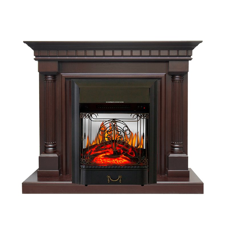 ФОТО Каминокомплект Dallas - Темный дуб с очагом Majestic FX M Black heatsystems.ru
