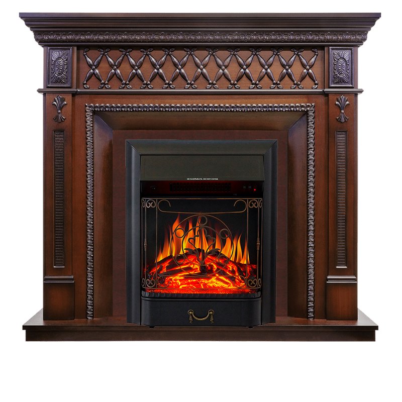 Фото Каминокомплект Alexandria - махагон коричневый антик с очагом Majestic FX Black Угловые каминокомплекты ROYAL FLAME heatsystems.ru