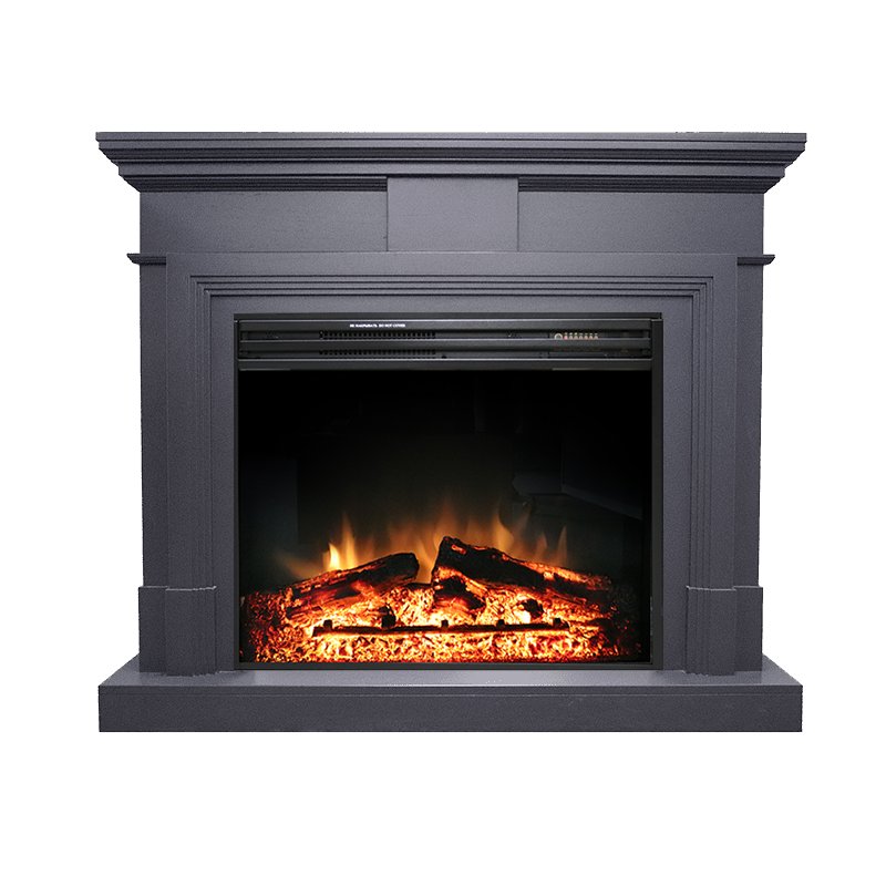 ФОТО Каминокомплект Coventry Graphite Grey - Серый графит с очагом Jupiter FX New heatsystems.ru