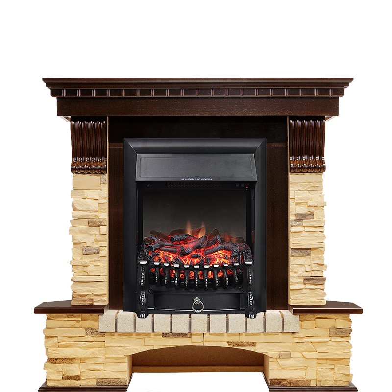 Фото Каминокомплект Pierre Luxe угловой - Темный дуб / Сланец с очагом Fobos FX Black Угловые каминокомплекты ROYAL FLAME heatsystems.ru