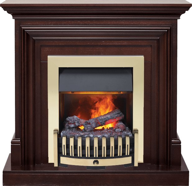 Фото Каминокомплект Bradford - Темный дуб с очагом Danville Brass FB2 Линейные очаги ROYAL FLAME heatsystems.ru