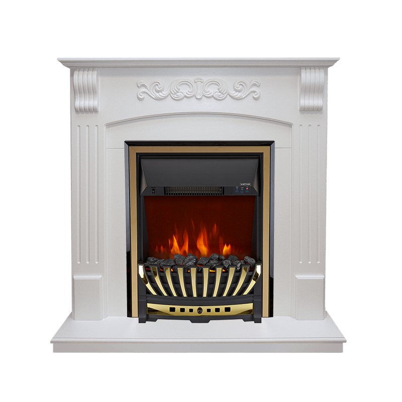 Фото Каминокомплект Sorrento - Белый дуб с очагом Aspen Gold Угловые каминокомплекты ROYAL FLAME heatsystems.ru