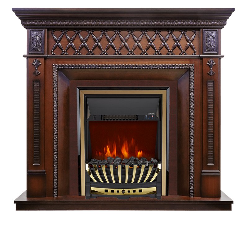 Фото Каминокомплект Alexandria - махагон коричневый антик с очагом Aspen Gold Угловые каминокомплекты ROYAL FLAME heatsystems.ru