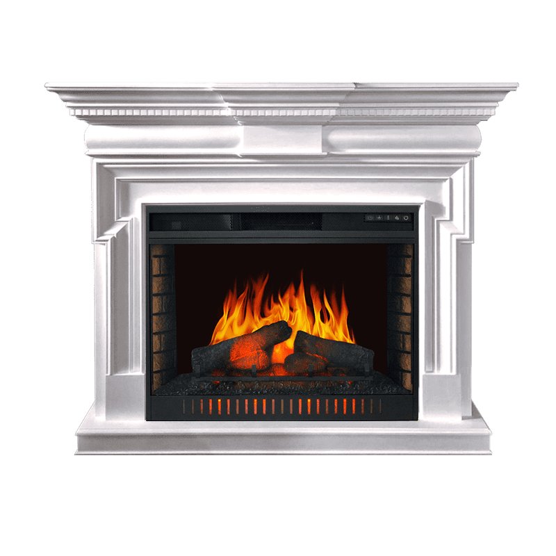 ФОТО Каминокомплект Torino - Белый с очагом Vision 30 EF LED FX heatsystems.ru