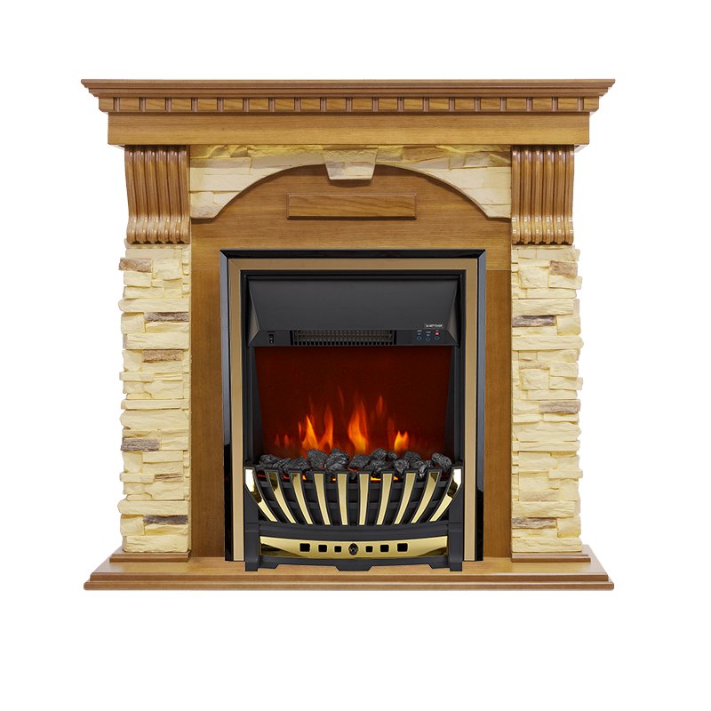 Фото Каминокомплект Dublin -  Дуб / Сланец с очагом Aspen Gold Угловые каминокомплекты ROYAL FLAME heatsystems.ru