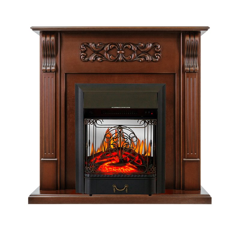 ФОТО Каминокомплект Venice - Махагон коричневый антик с очагом Majestic FX M Black heatsystems.ru