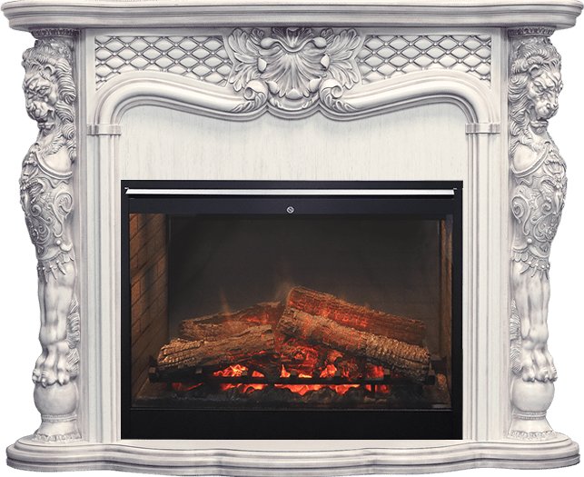 Фото Каминокомплект Castle - Слоновая кость с темной патиной с очагом Symphony 30'' DF3020-INT Деревянные каминокомплекты DIMPLEX heatsystems.ru