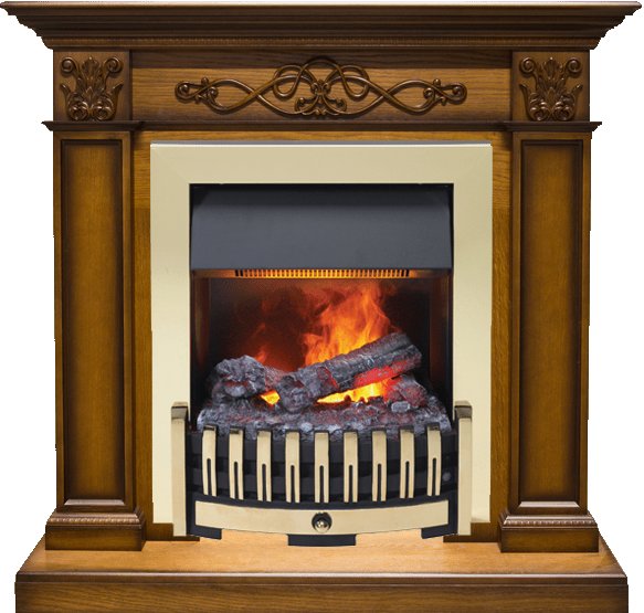 Фото Каминокомплект Verona - Дуб антик с очагом Danville Brass FB2 Деревянные каминокомплекты DIMPLEX heatsystems.ru