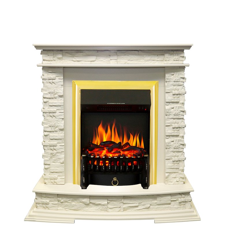 Фото Каминокомплект Luzern - Слоновая кость с очагом Fobos FX Brass Каминокомплекты из камня ROYAL FLAME heatsystems.ru
