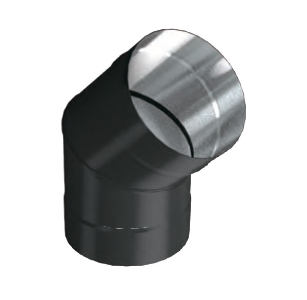 Фото Отвод 45° Вулкан черный VBR Дымоход Вулкан черного цвета VBR heatsystems.ru