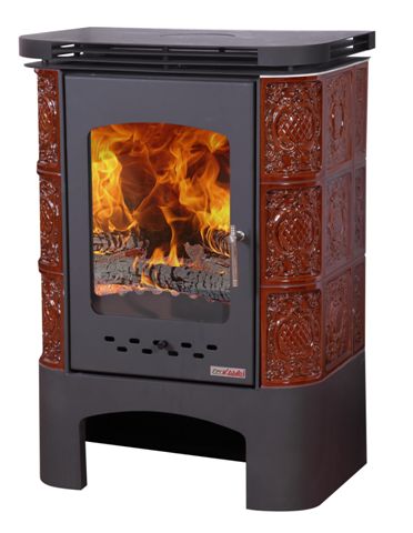 Фото Печь-камин Бавария изразец Барокко коричневая с металлической крышкой Печи-камины БАВАРИЯ (Россия) heatsystems.ru