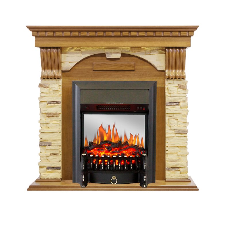 Фото Каминокомплект Dublin -  Дуб / Сланец с очагом Fobos FX M Black Угловые каминокомплекты ROYAL FLAME heatsystems.ru