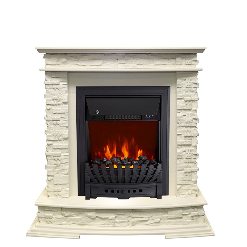 Фото Каминокомплект Luzern - Слоновая кость с очагом Aspen Black Каминокомплекты из камня ROYAL FLAME heatsystems.ru