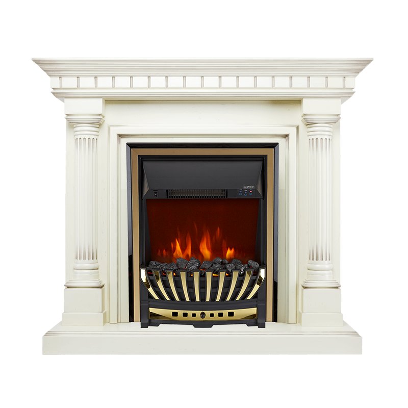ФОТО Каминокомплект Dallas - Слоновая кость с патиной с очагом Aspen Gold heatsystems.ru