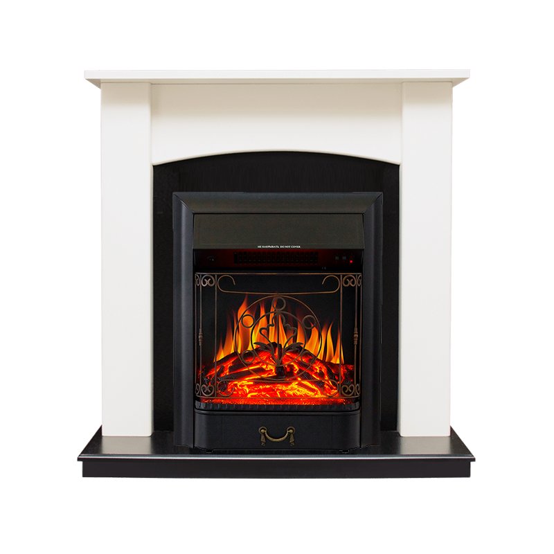 ФОТО Каминокомплект Baltimore - Слоновая кость, черный с очагом Majestic FX Black heatsystems.ru