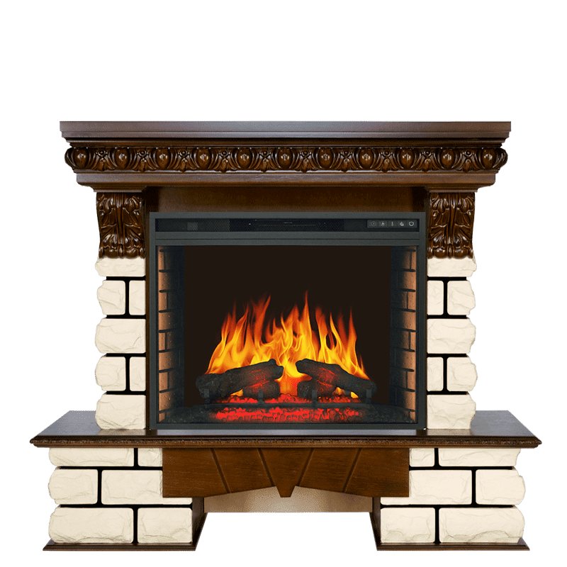 Фото Каминокомплект Pierre Luxe LORD - Темный дуб / Белый с очагом Vision 28 EF LED FX Угловые каминокомплекты ROYAL FLAME heatsystems.ru