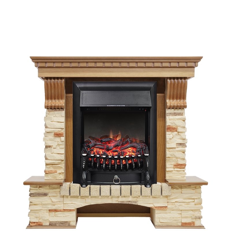 Изображение ROYAL FLAME heatsystems.ru Фото Каминокомплект Pierre Luxe - Дуб / Сланец с очагом Fobos FX Black Угловые каминокомплекты ROYAL FLAME heatsystems.ru