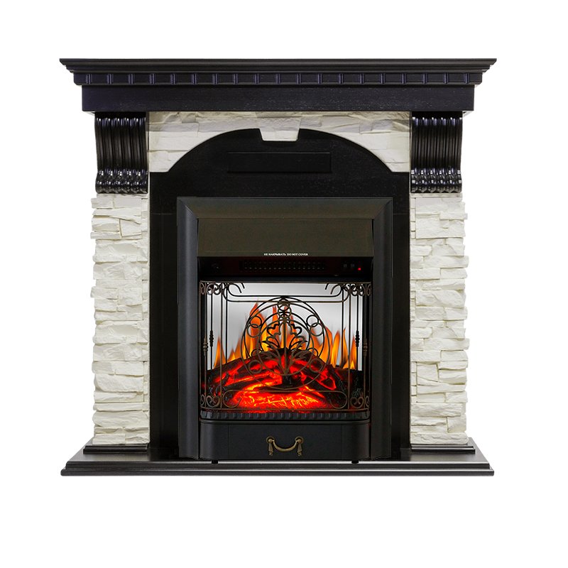 Фото Каминокомплект Dublin - Венге / Сланец белый с очагом Majestic FX M Black Угловые каминокомплекты ROYAL FLAME heatsystems.ru