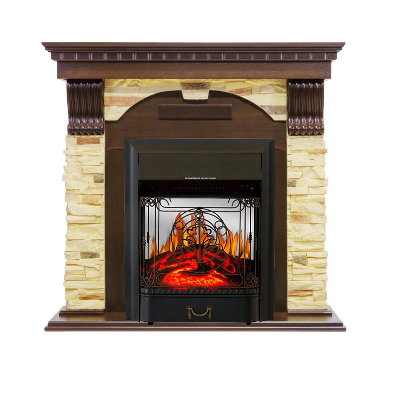 Фото Каминокомплект Dublin угловой - Темный дуб / Сланец с очагом Majestic FX M Black Угловые каминокомплекты ROYAL FLAME heatsystems.ru