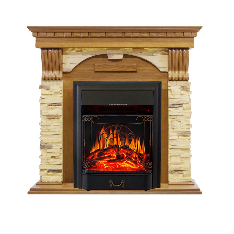 Фото Каминокомплект Dublin -  Дуб / Сланец с очагом Majestic FX Black Угловые каминокомплекты ROYAL FLAME heatsystems.ru