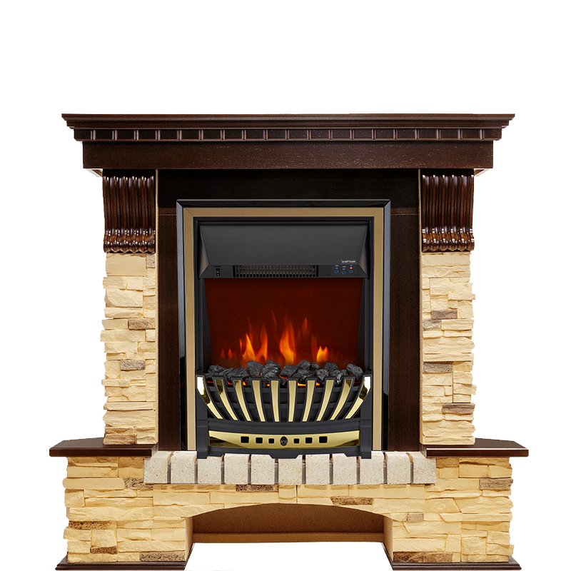 Фото Каминокомплект Pierre Luxe угловой - Темный дуб / Сланец с очагом Aspen Gold Угловые каминокомплекты ROYAL FLAME heatsystems.ru