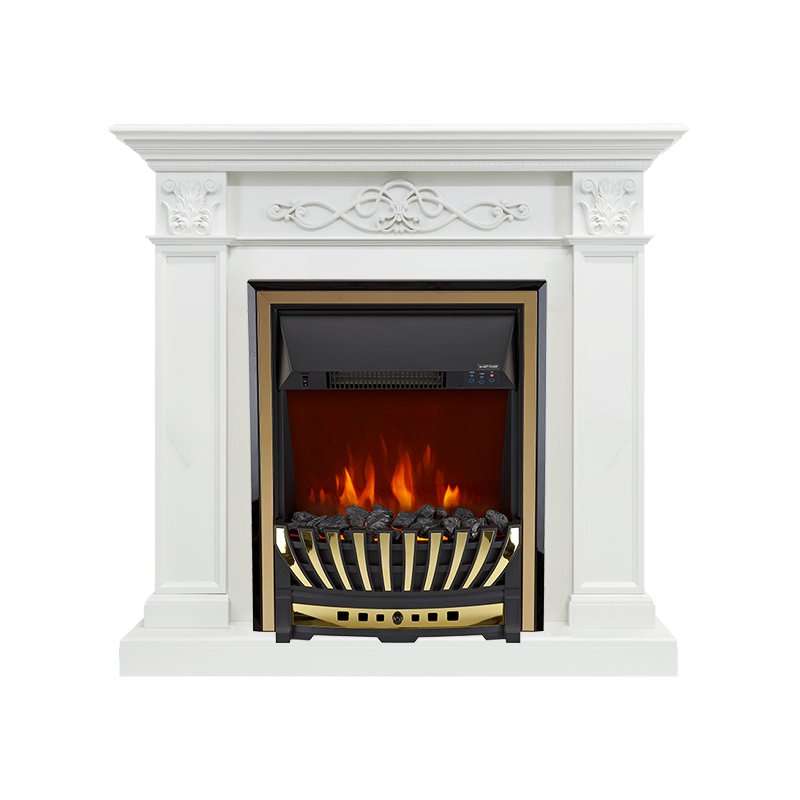 ФОТО Каминокомплект Verona - Белый дуб с очагом Aspen Gold heatsystems.ru