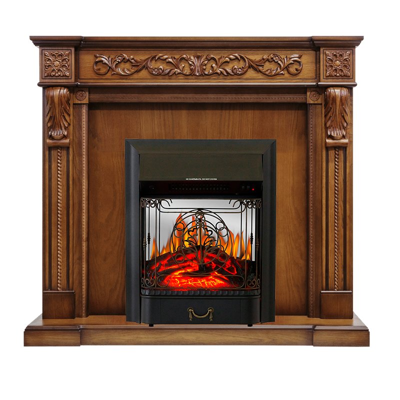 ФОТО Каминокомплект Neapol - Дуб антик с очагом Majestic FX M Black heatsystems.ru