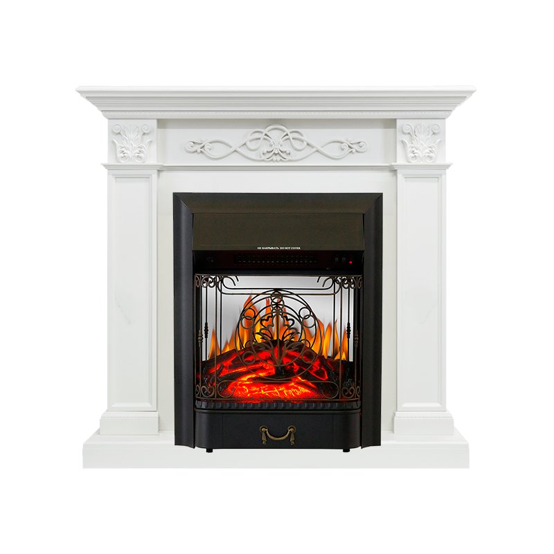ФОТО Каминокомплект Verona - Белый дуб с очагом Majestic FX M Black heatsystems.ru