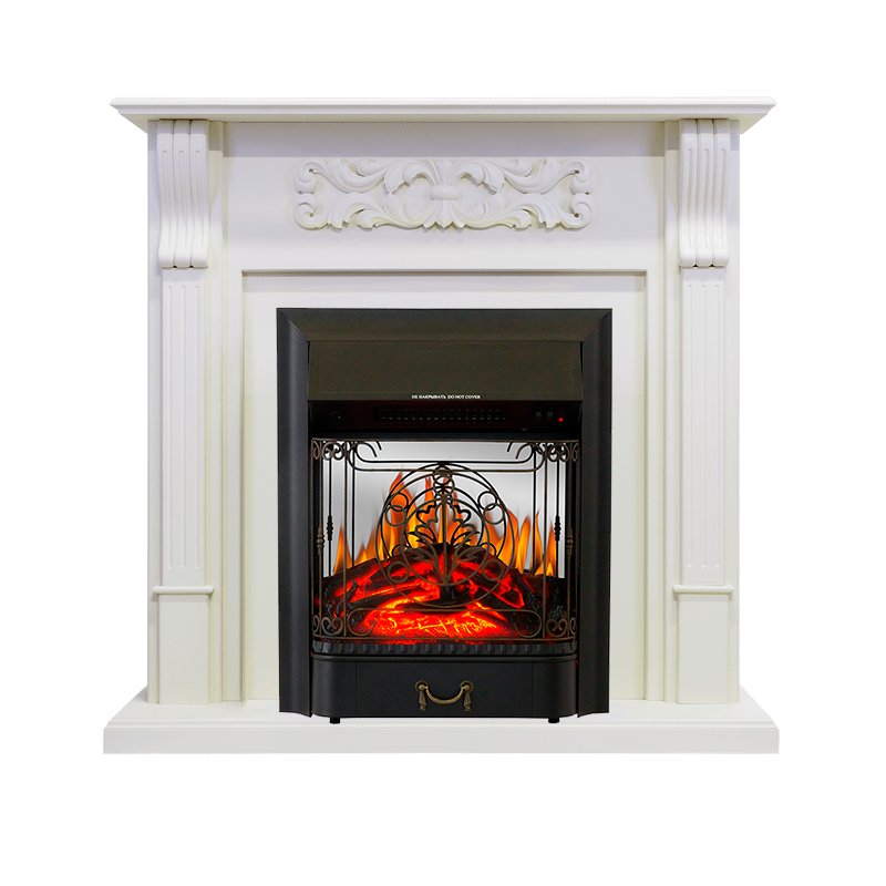 ФОТО Каминокомплект Venice - Фактурный белый с очагом Majestic FX M Black heatsystems.ru