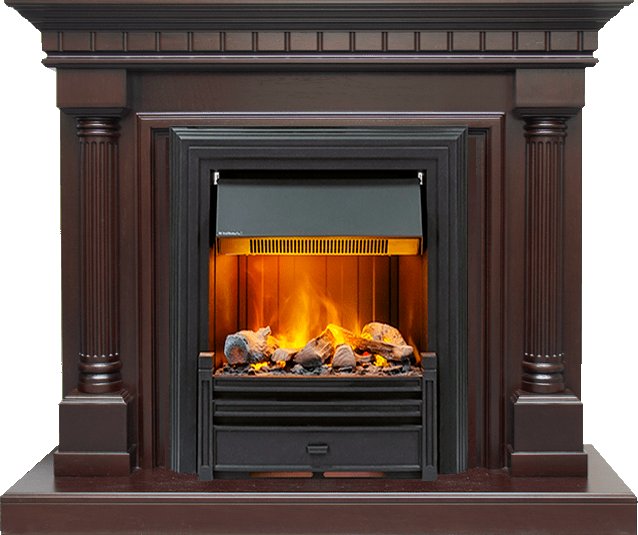 Фото Каминокомплект Dallas - Темный дуб с очагом Brookline Black Деревянные каминокомплекты DIMPLEX heatsystems.ru