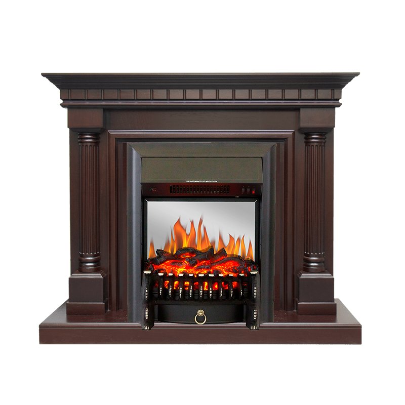 ФОТО Каминокомплект Dallas - Темный дуб с очагом Fobos FX M Black heatsystems.ru
