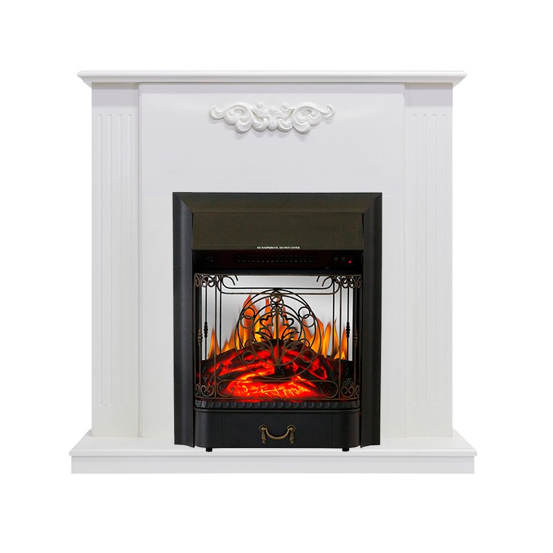 ФОТО Каминокомплект Capri - Белое дерево делюкс с очагом Majestic FX M Black heatsystems.ru