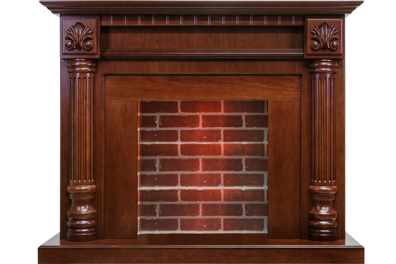 Фото Портал Edinburg - Орех / Кирпич Деревянные порталы DIMPLEX heatsystems.ru