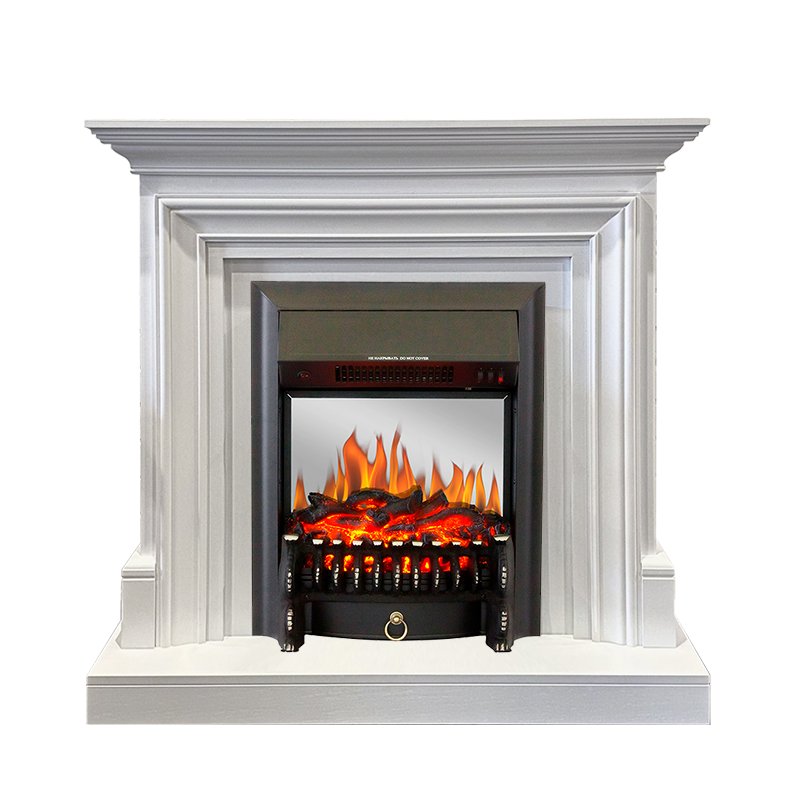 ФОТО Каминокомплект Bradford - Белый с очагом Fobos FX M Black heatsystems.ru