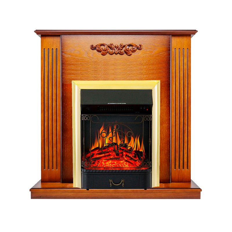 ФОТО Каминокомплект Lumsden - Дуб антик с очагом Majestic FX Brass heatsystems.ru