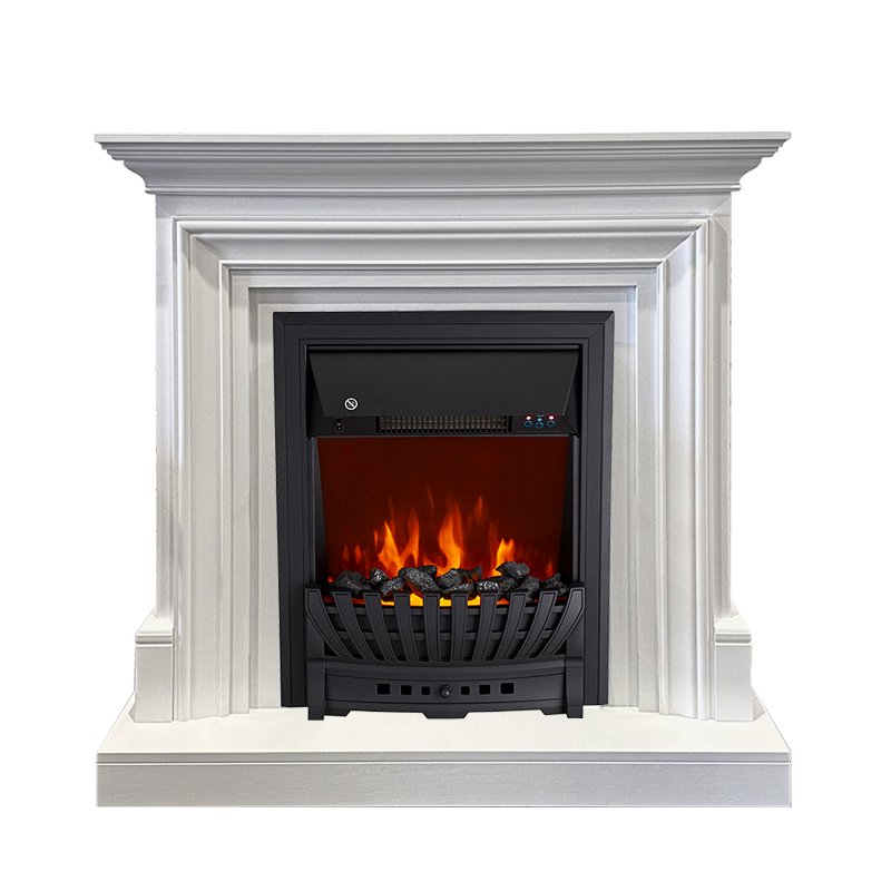 ФОТО Каминокомплект Bradford - Белый с очагом Aspen Black heatsystems.ru