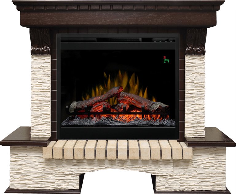 Фото Каминокомплект Pierre Luxe - Темный дуб / Сланец мелкий с очагом Symphony 26'' DF2624-L Каминокомплекты из камня DIMPLEX heatsystems.ru