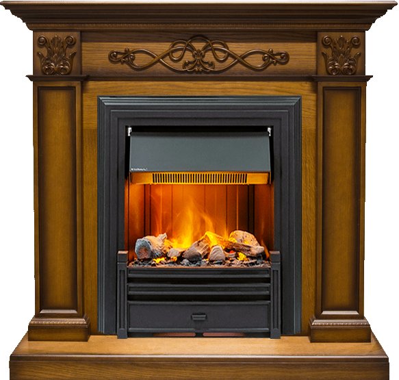 Фото Каминокомплект Verona - Дуб антик с очагом Brookline Black Деревянные каминокомплекты DIMPLEX heatsystems.ru