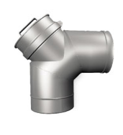 Фото Отвод 90° с ревизией Дымоход Вулкан одностенный круглого сечения heatsystems.ru