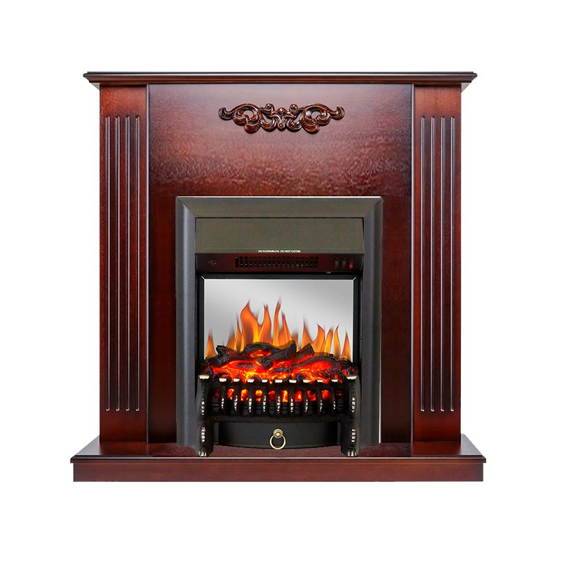 ФОТО Каминокомплект Lumsden - Махагон коричневый антик с очагом Fobos FX M Black heatsystems.ru