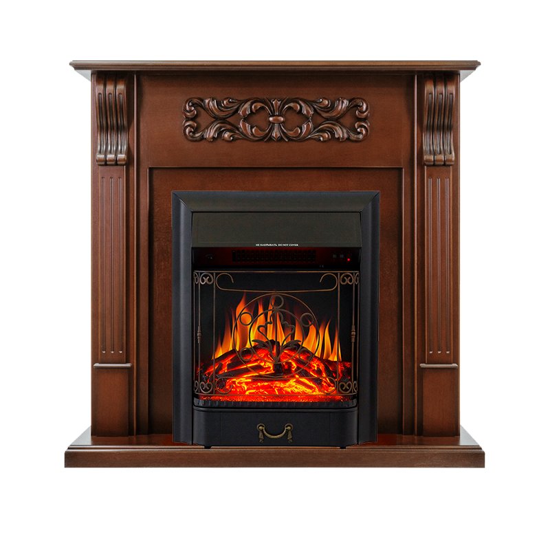 ФОТО Каминокомплект Venice - Махагон коричневый антик с очагом Majestic FX Black heatsystems.ru