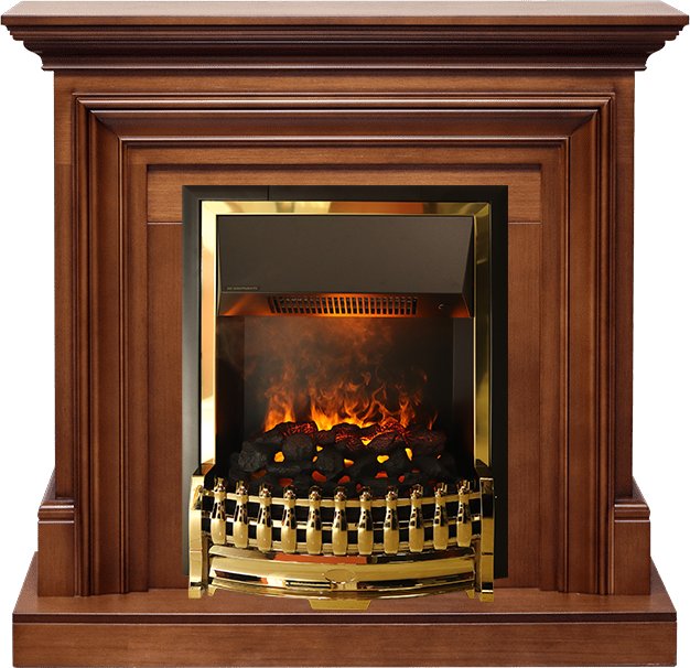 Фото Каминокомплект Bradford - Орех с очагом Atherton Линейные очаги ROYAL FLAME heatsystems.ru