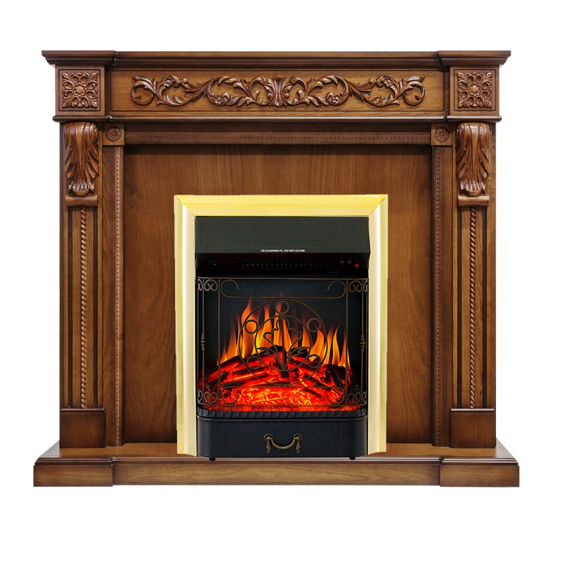 ФОТО Каминокомплект Neapol - Дуб антик с очагом Majestic FX Brass heatsystems.ru
