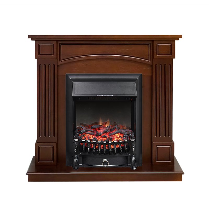 ФОТО Каминокомплект Boston - Темный дуб (Высота 925см) с очагом Fobos FX Black heatsystems.ru