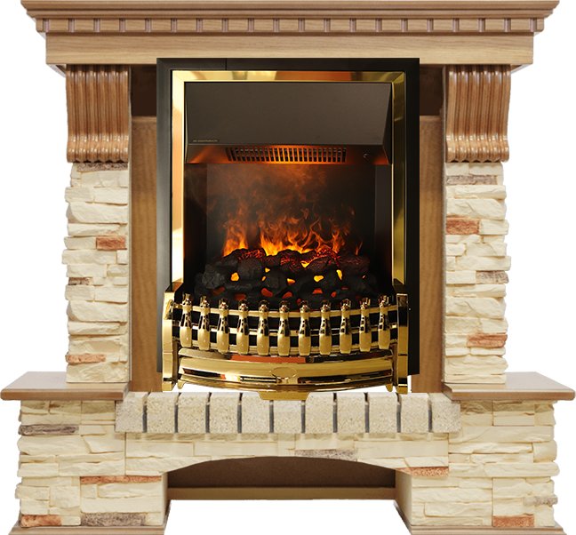 Фото Каминокомплект Pierre Luxe - Дуб / Сланец с очагом Atherton Каминокомплекты из камня DIMPLEX heatsystems.ru